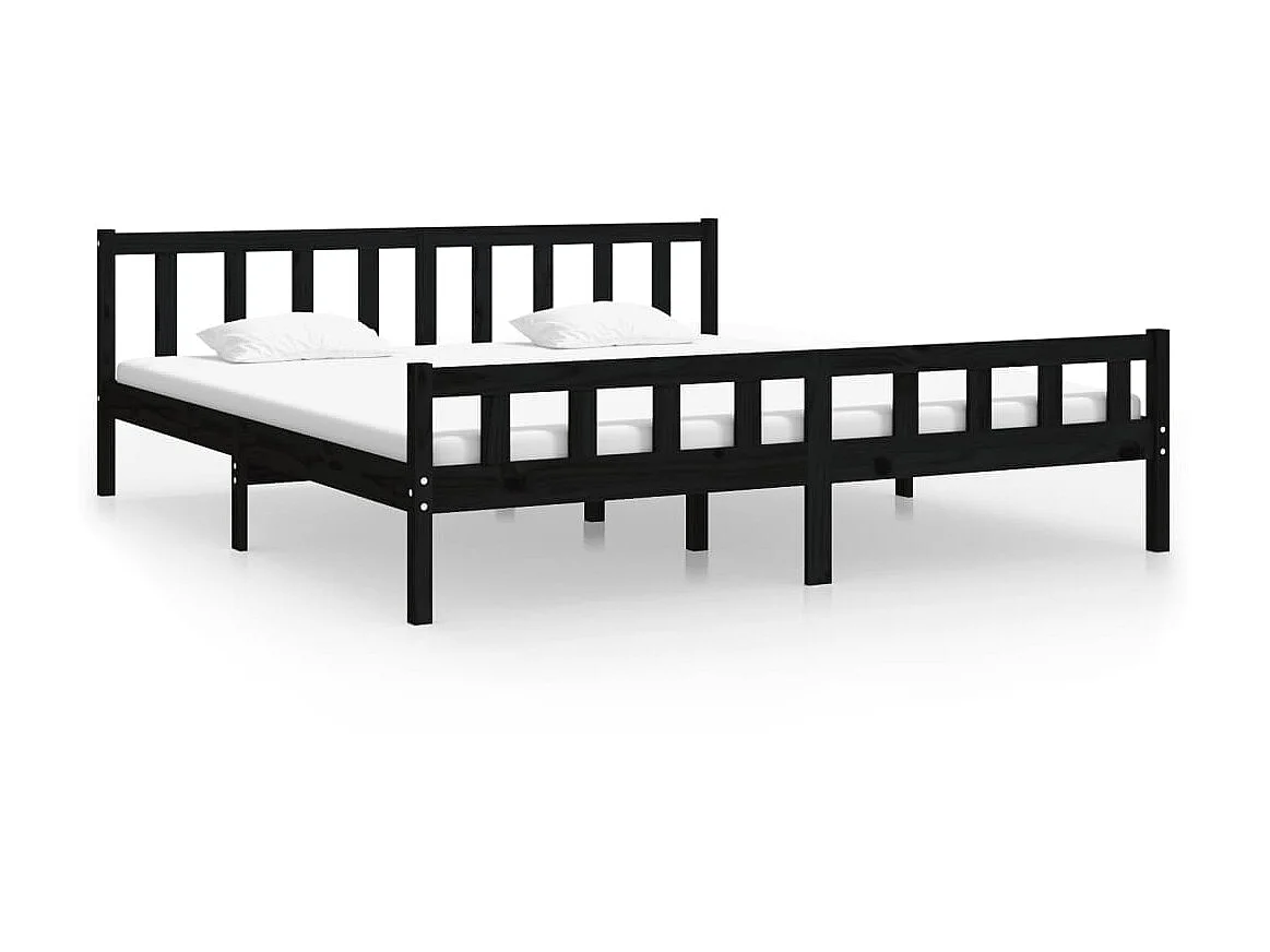 Lit-200x200 cm Noir Bois massif EGGB83314