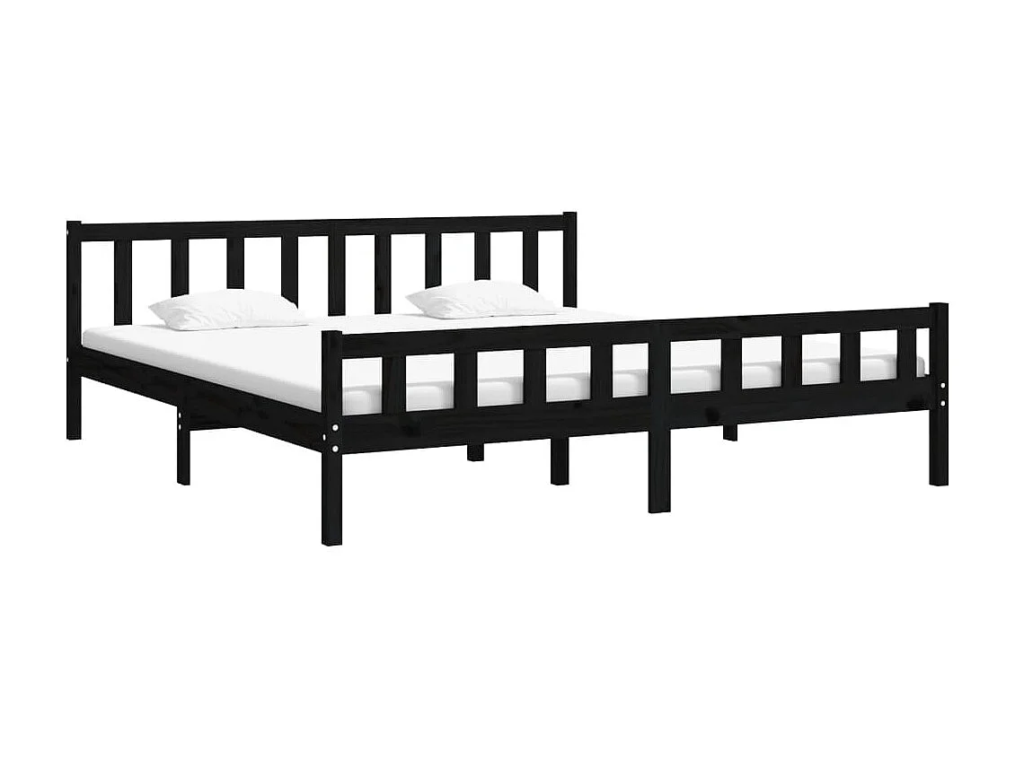 Lit-200x200 cm Noir Bois massif EGGB83314