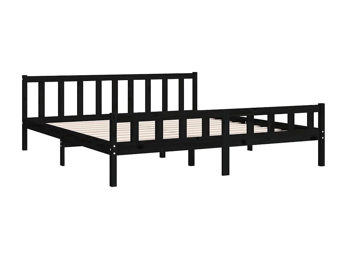 Lit-200x200 cm Noir Bois massif EGGB83314