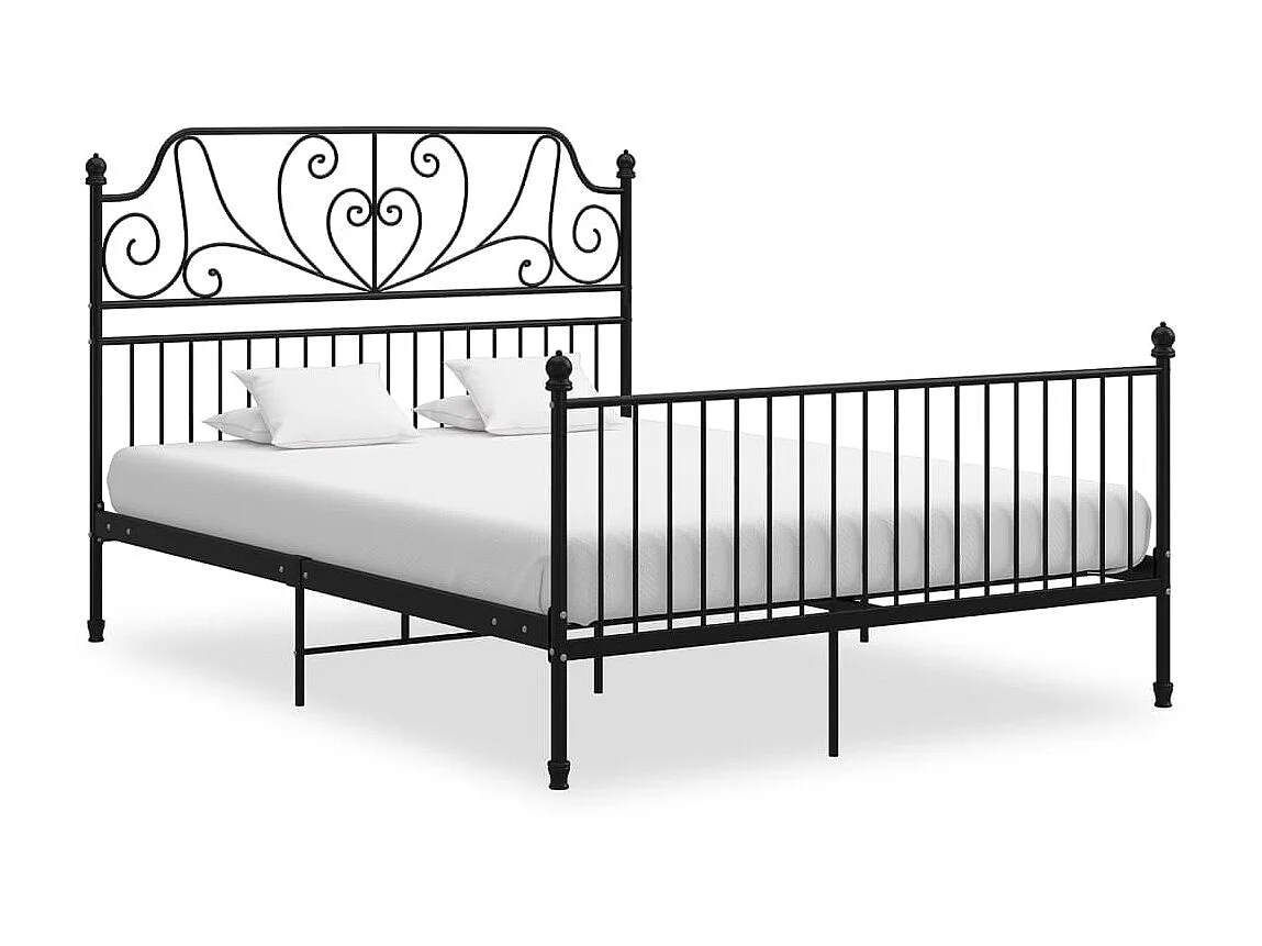 Lit-140x200 cm Noir Métal EGGB14623