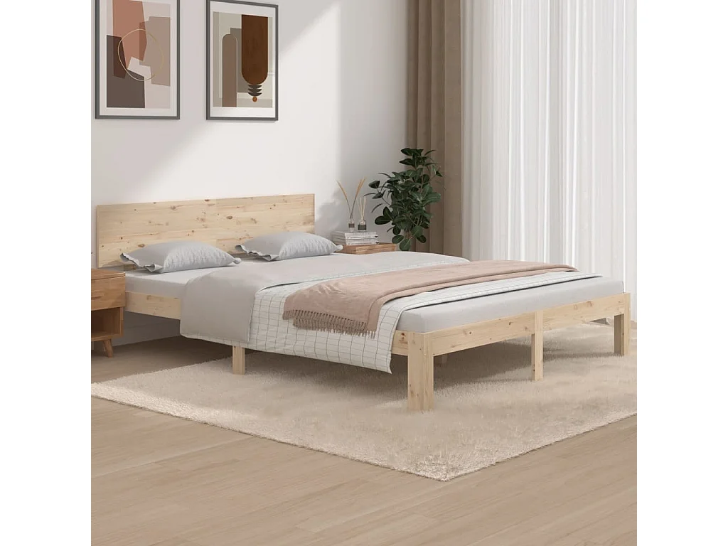 Cama 150x200 cm madera maciza ES46306