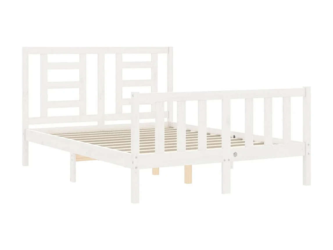 Lit-120x190 cm avec tête de lit blanc petit double bois massif EGGB83976