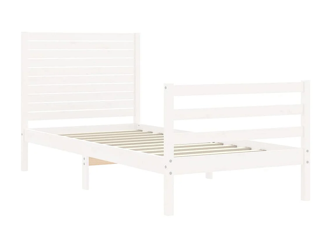 Cama de solteiro c/ cabeceira madeira maciça branco PT176691