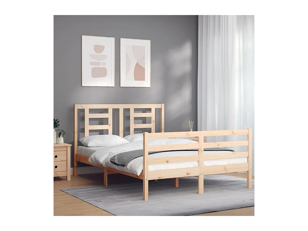 Lit-140x200 cm avec tête de lit bois massif EGGB51744