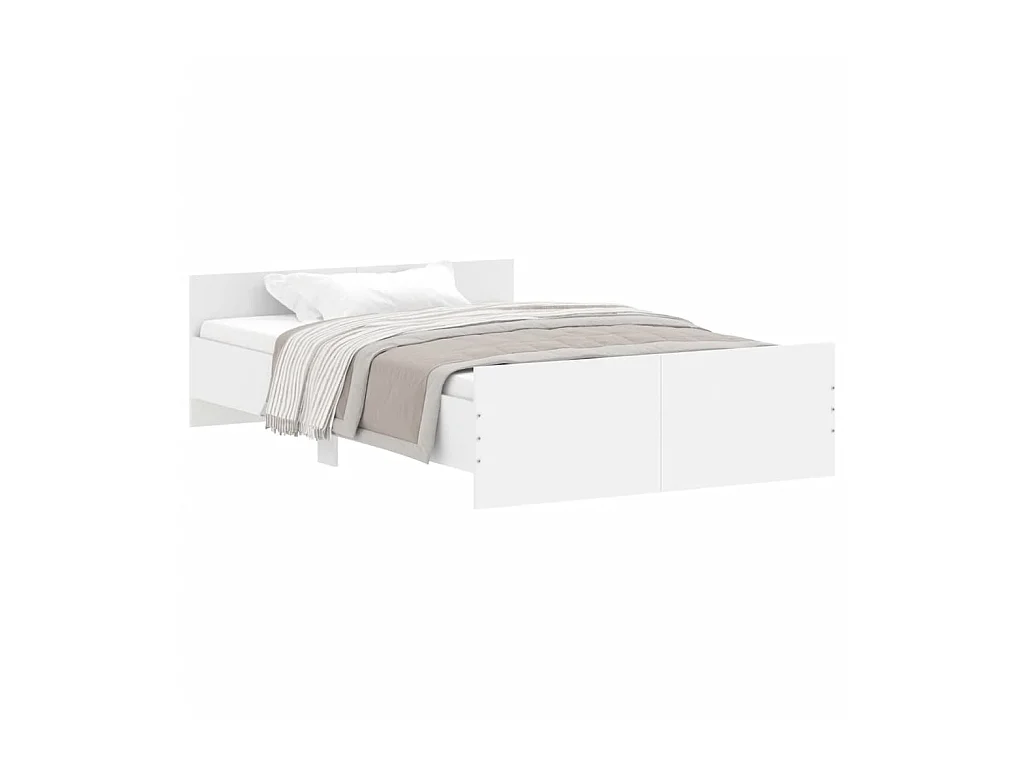 Lit-120x200 cm avec tête de lit/pied de lit blanc EGGB50010
