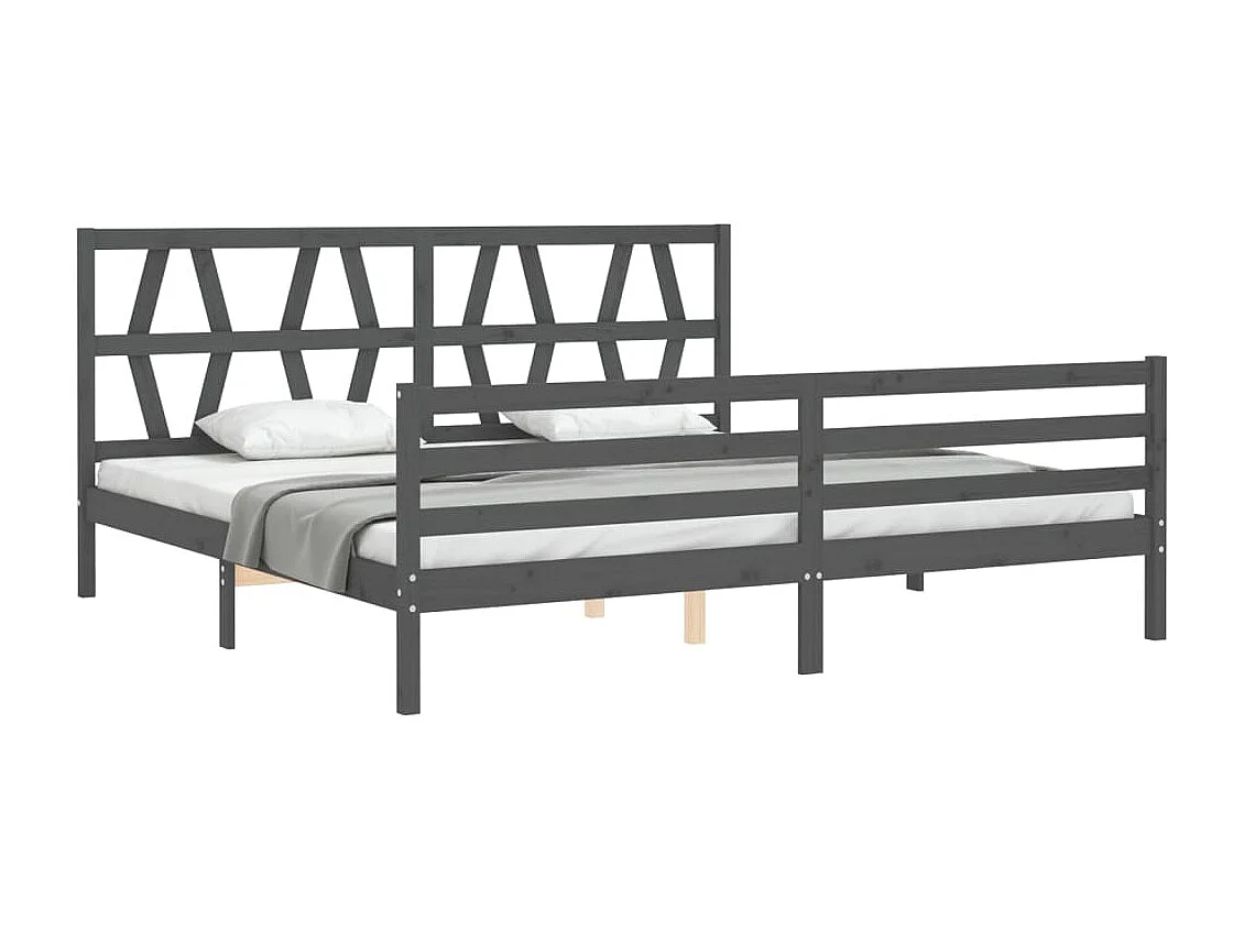 Cama com cabeceira 200x200 cm madeira maciça cinza PT195974