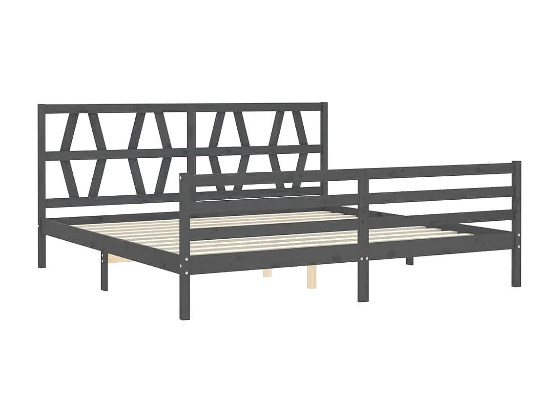 Cama com cabeceira 200x200 cm madeira maciça cinza PT195974