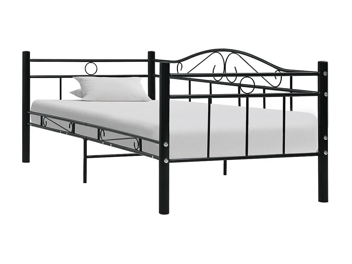 Tagesbett,Sofabett-Rahmen Schwarz Metall 90×200 cm -gkd14986