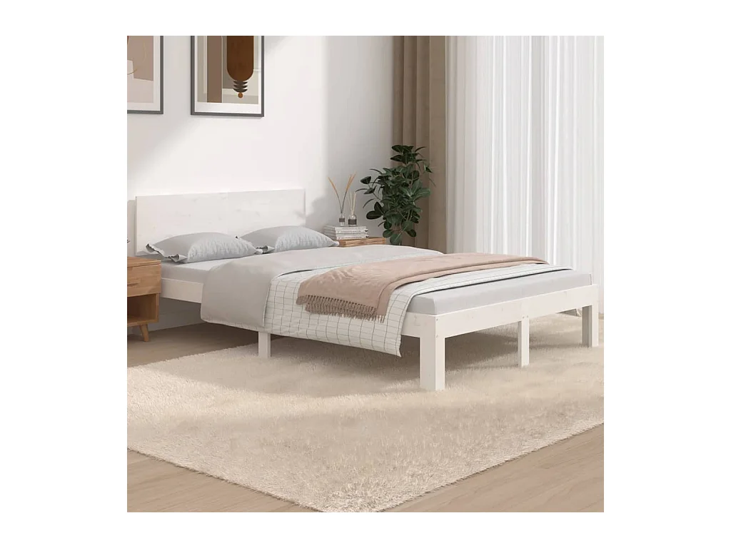 Lit-120x190 cm Blanc Bois massif Petit double EGGB49367