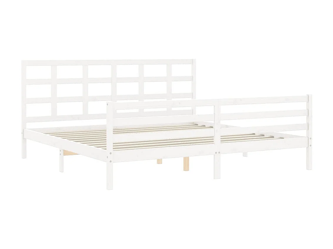 Bedframe met hoofdbord massief hout wit 200x200 cm NL82144