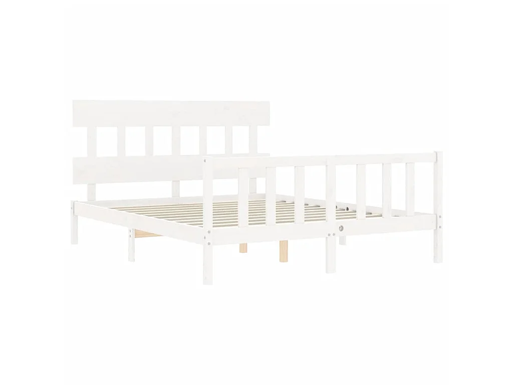 Lit-160x200 cm avec tête de lit blanc bois massif EGGB20888