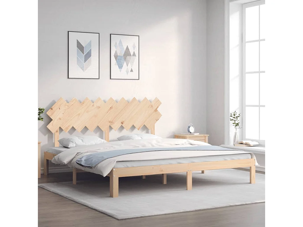 Lit-180x200 cm avec tête de lit super king bois massif EGGB14287