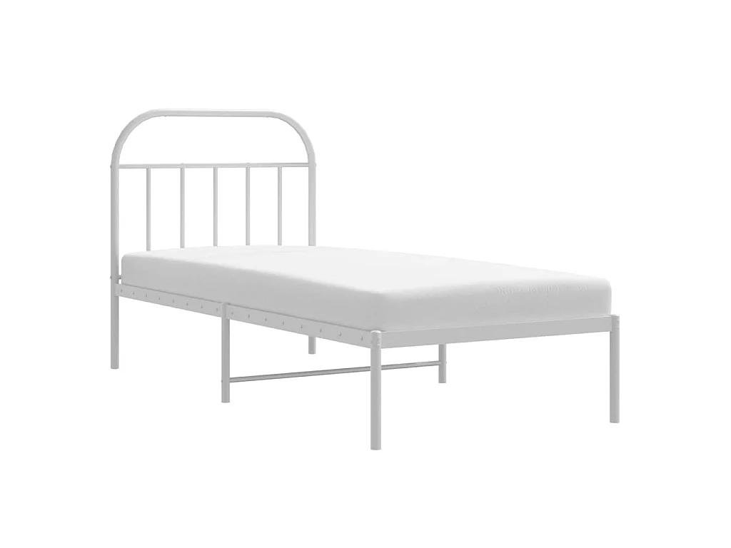 Lit-90x190 cm métal avec tête de lit blanc EGGB33747