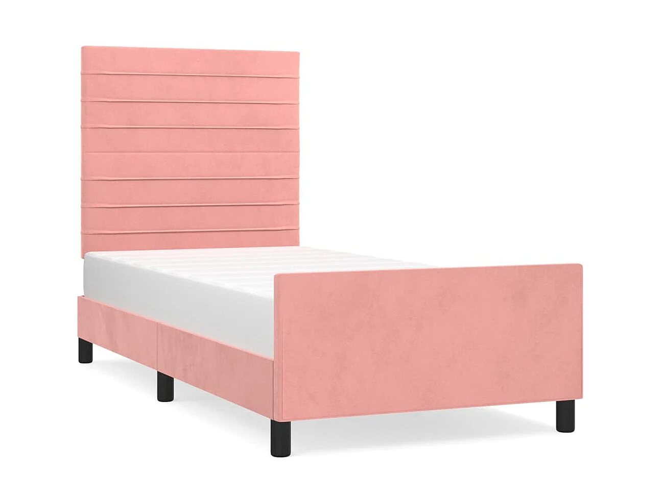 Bedframe met hoofdeinde fluweel roze 90x190 cm NL28766