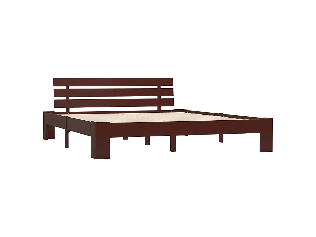 Lit-160x200 cm Marron foncéé Bois de pin massif EGGB74636