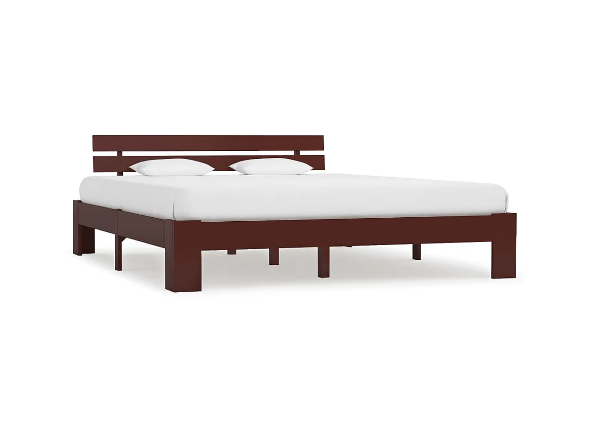 Lit-160x200 cm Marron foncéé Bois de pin massif EGGB74636