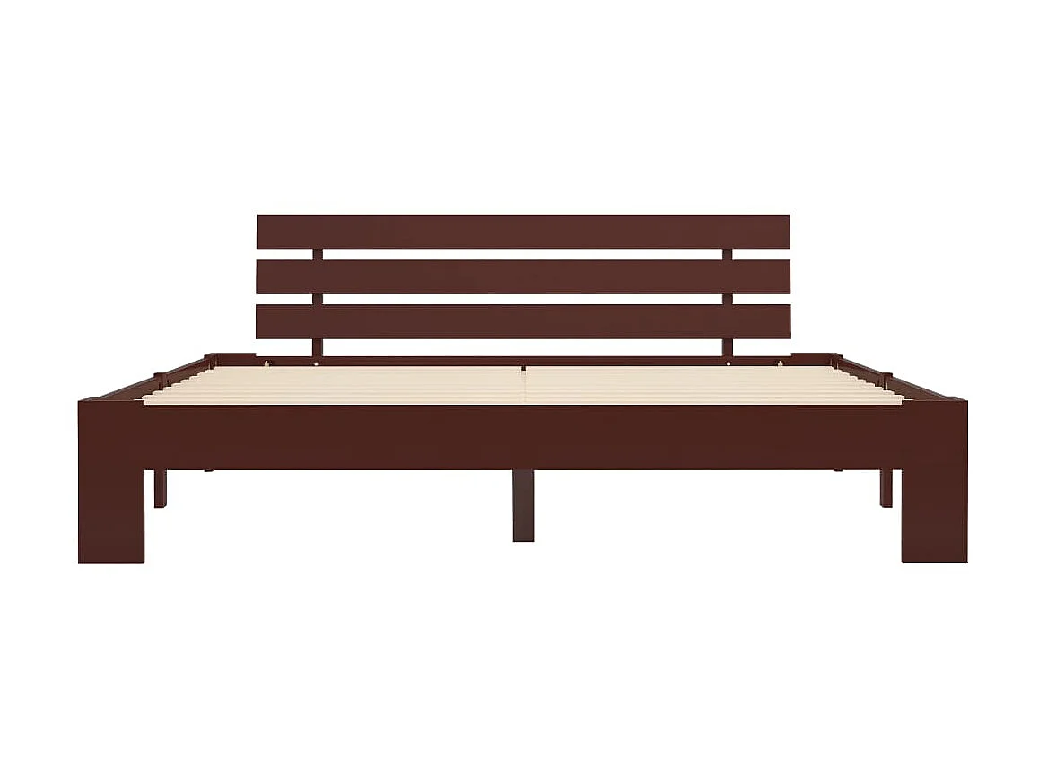 Lit-160x200 cm Marron foncéé Bois de pin massif EGGB74636