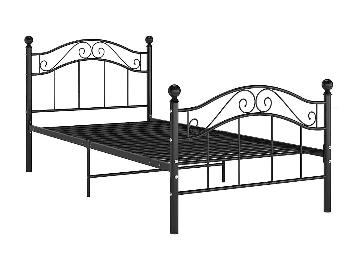 Lit-90x200 cm Noir Métal EGGB33068