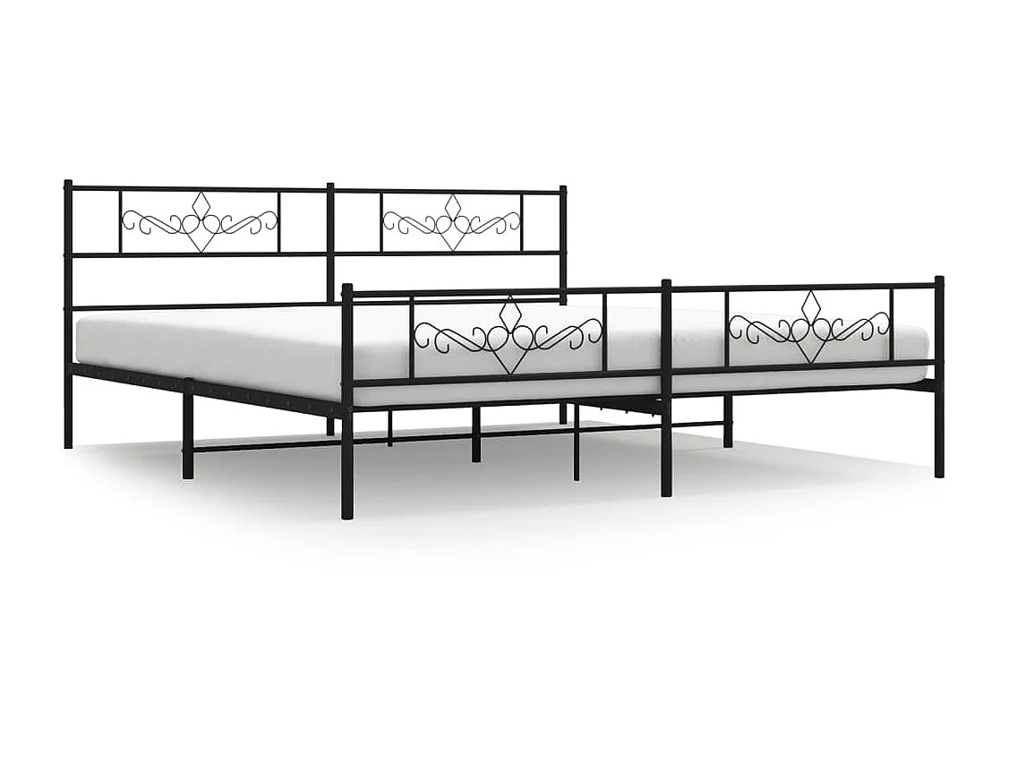 Cama 190x200 cm cabecero y estribo metal negro ES94687