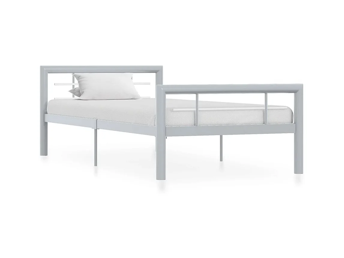Lit-100x200 cm Gris et blanc Métal EGGB29229