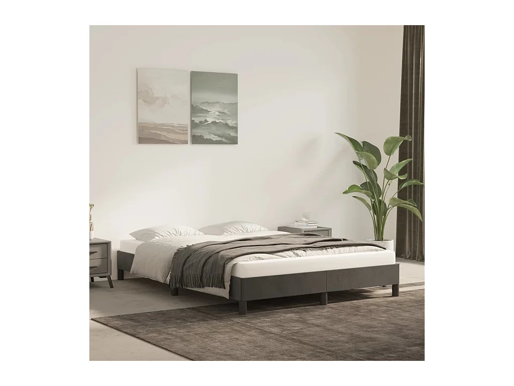 Lit-140x200 cm Gris foncé Velours EGGB74503
