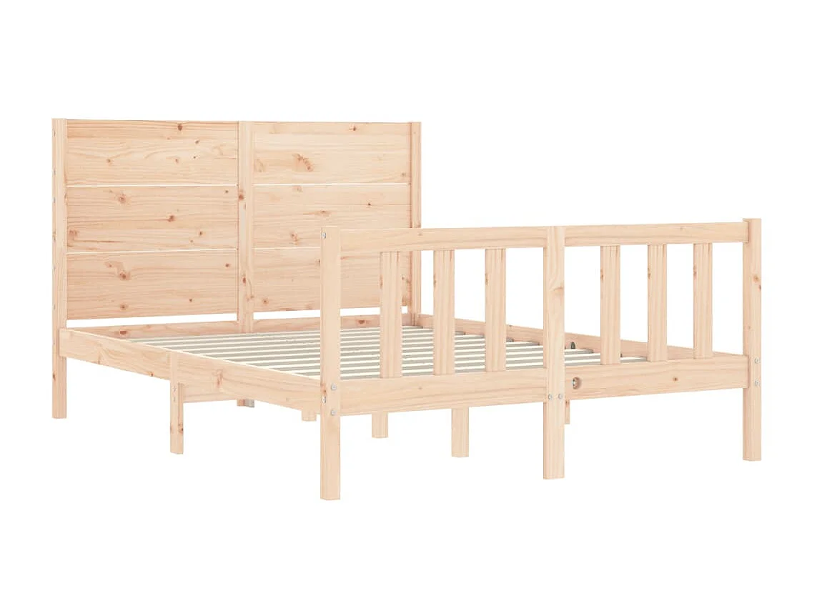 Lit-135x190 cm avec tête de lit double bois massif EGGB83182