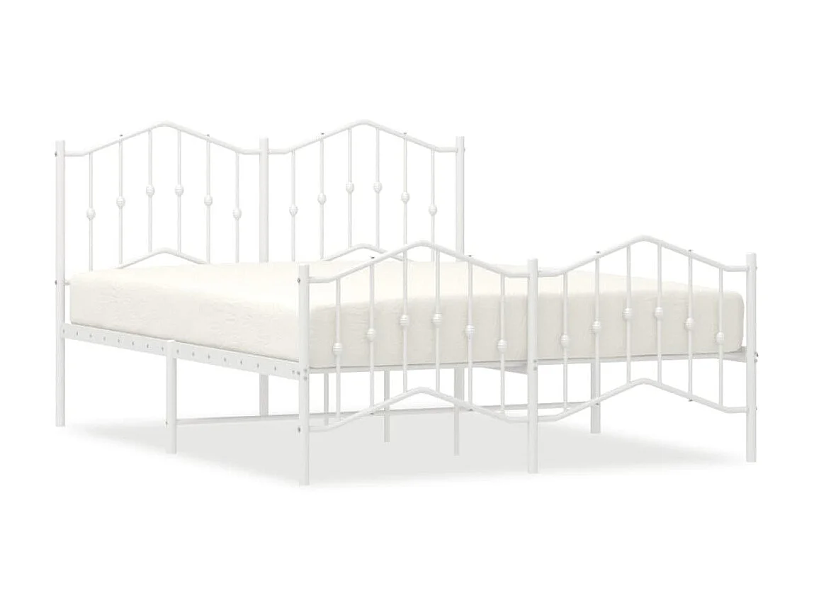 Cama com cabeceira e pés 140x190 cm metal branco PT730710