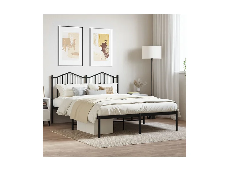Cama com cabeceira 140x200 cm metal preto PT906433