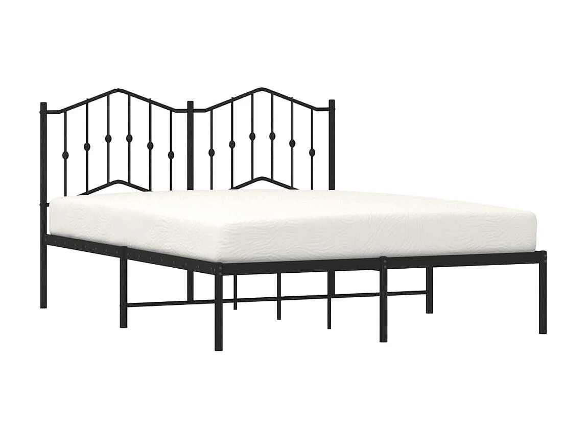 Bedframe met hoofdbord metaal zwart 140x200 cm NL63341
