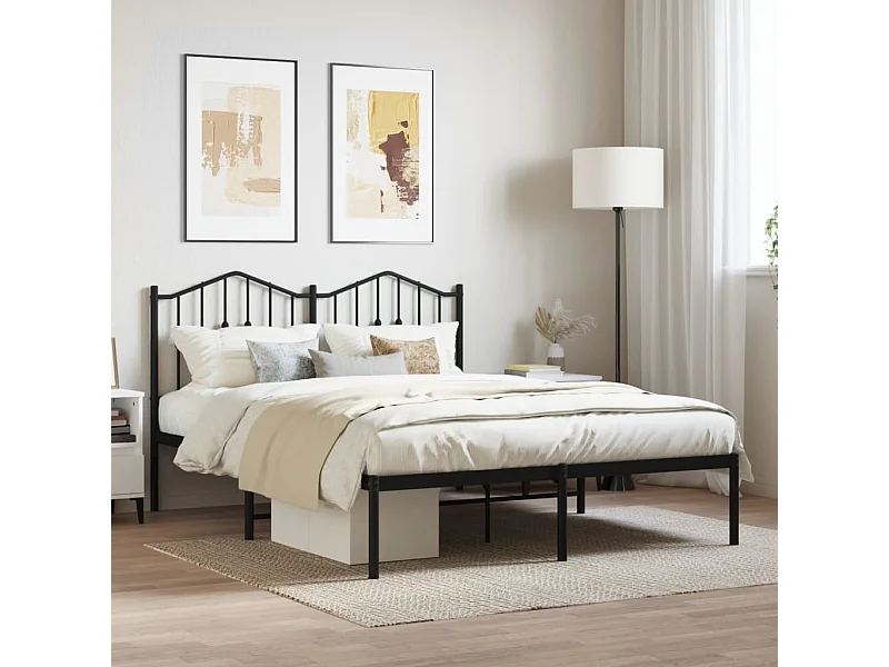 Cama com cabeceira 140x200 cm metal preto PT906433