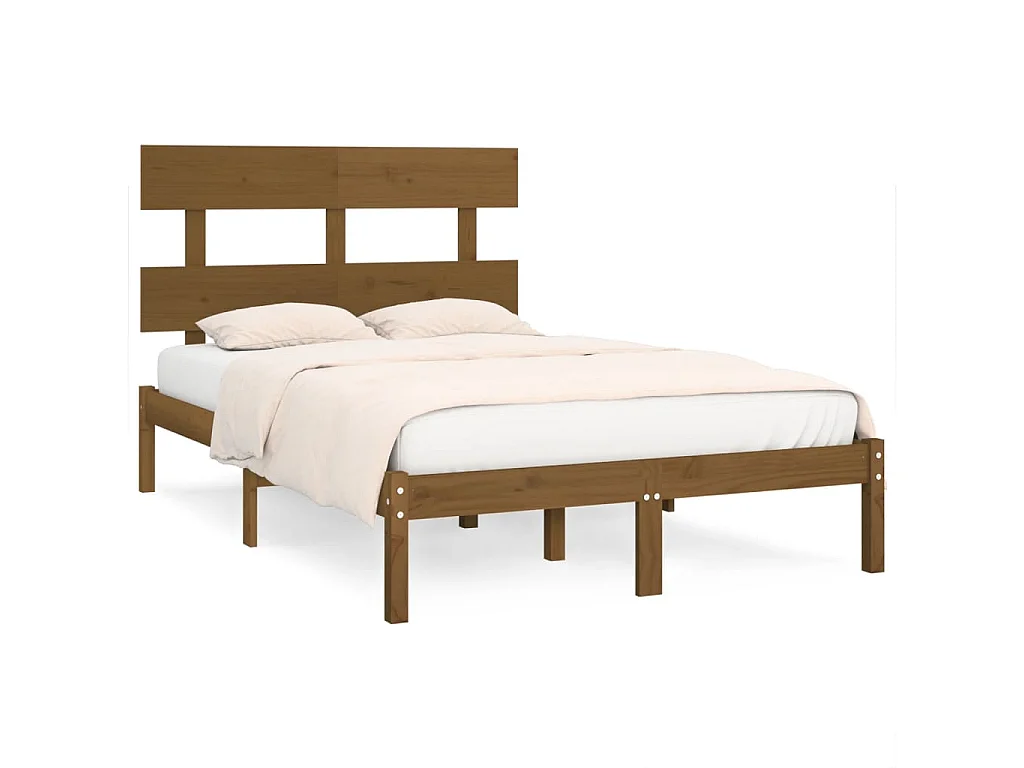 Cama 200x200 cm madeira maciça castanho mel PT407350