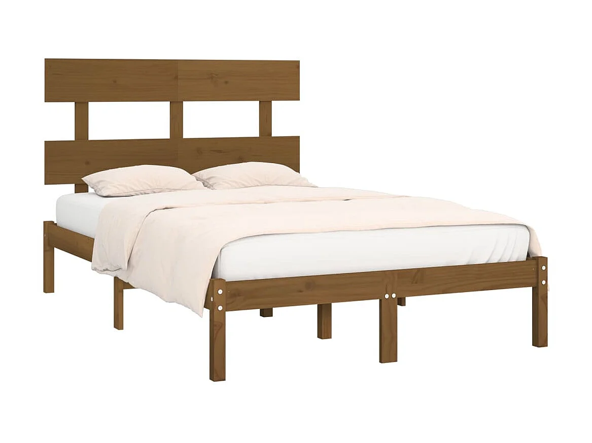 Cama 200x200 cm madeira maciça castanho mel PT407350