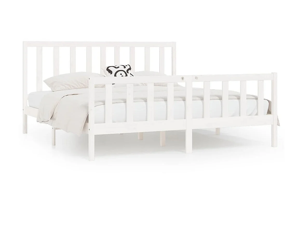 Bedframe massief hout wit 200x200 cm NL72747