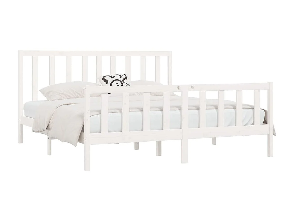 Bedframe massief hout wit 200x200 cm NL72747