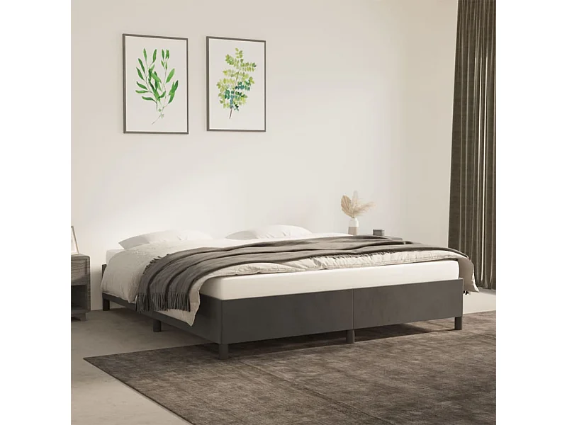 Cama 180x200 cm de terciopelo gris oscuro ES72930