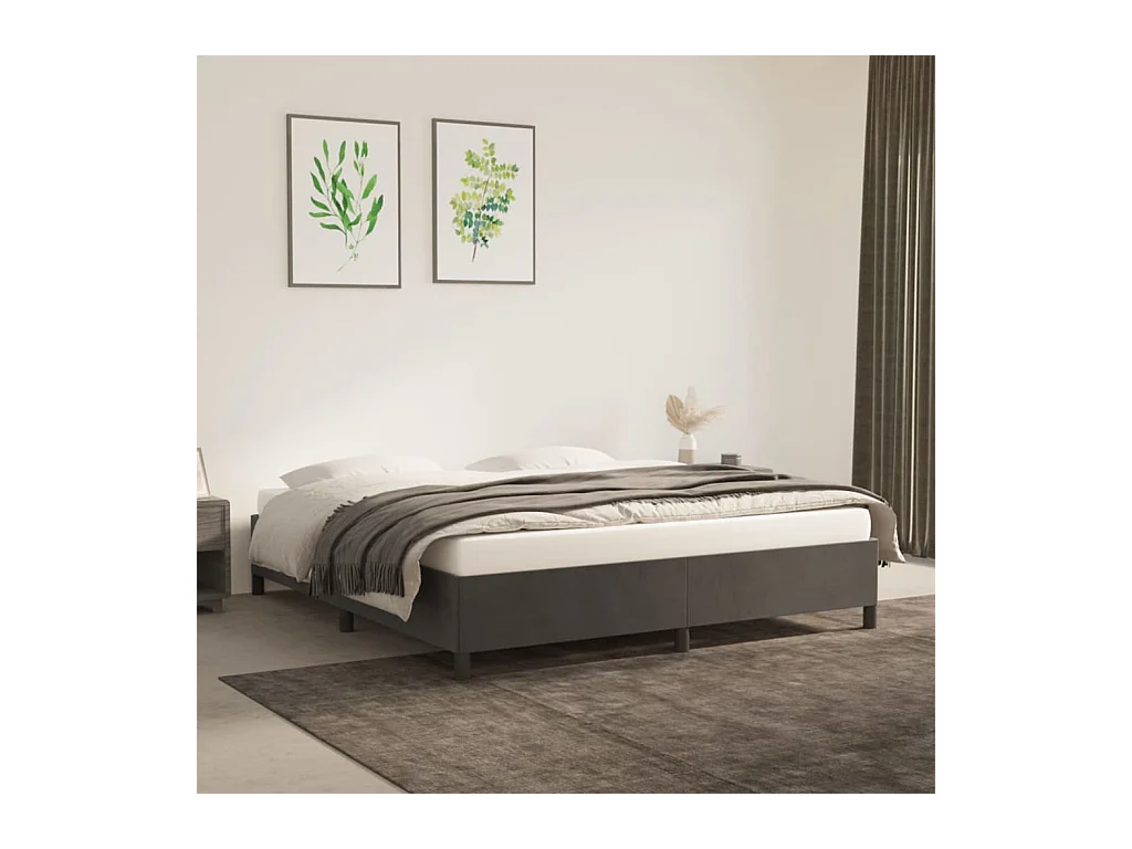 Lit-180x200 cm Gris foncé Velours EGGB25798
