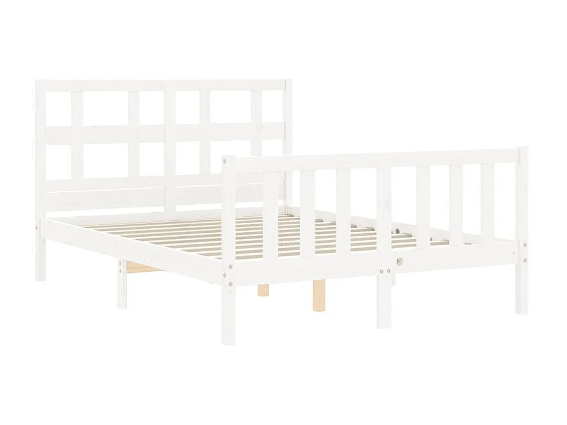 Lit-140x190 cm avec tête de lit blanc bois massif EGGB91840