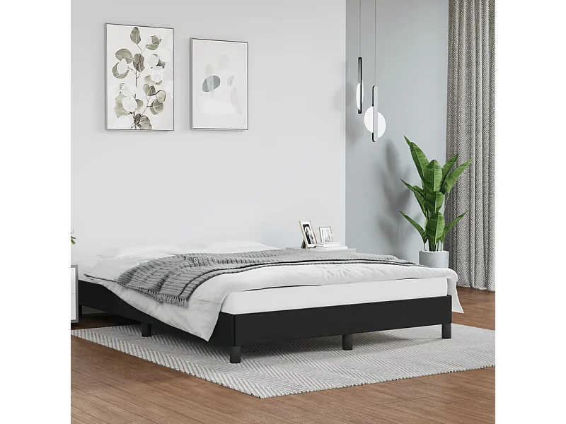 Cama 140x200 cm de cuero sintético negro ES90102