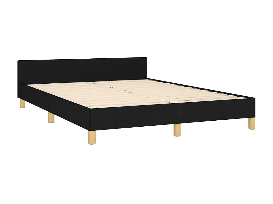 Bedframe met hoofdeinde stof zwart 140x200 cm NL81657