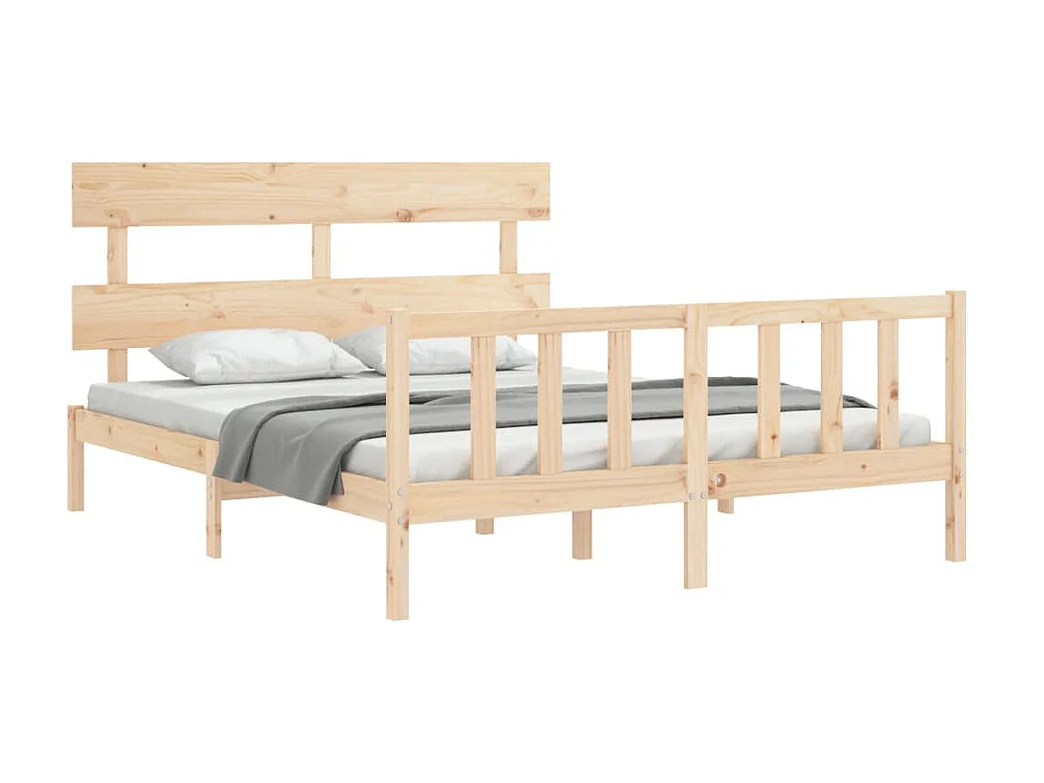Lit-150x200 cm avec tête de lit King Size bois massif EGGB67296