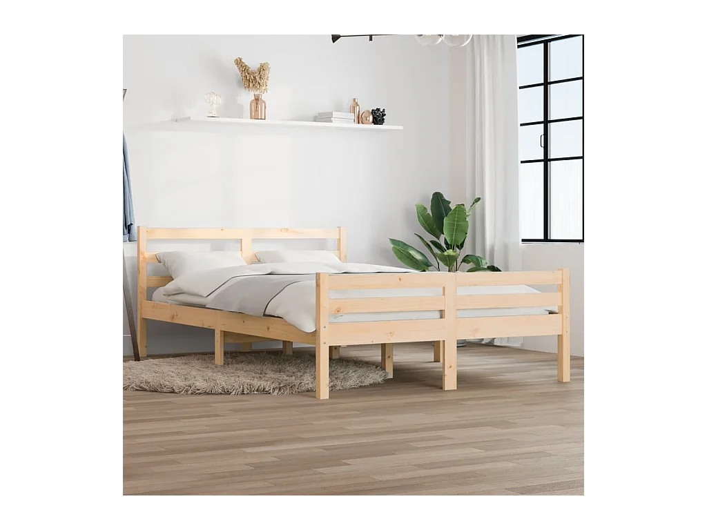 Lit-135x190 cm bois massif double EGGB67463