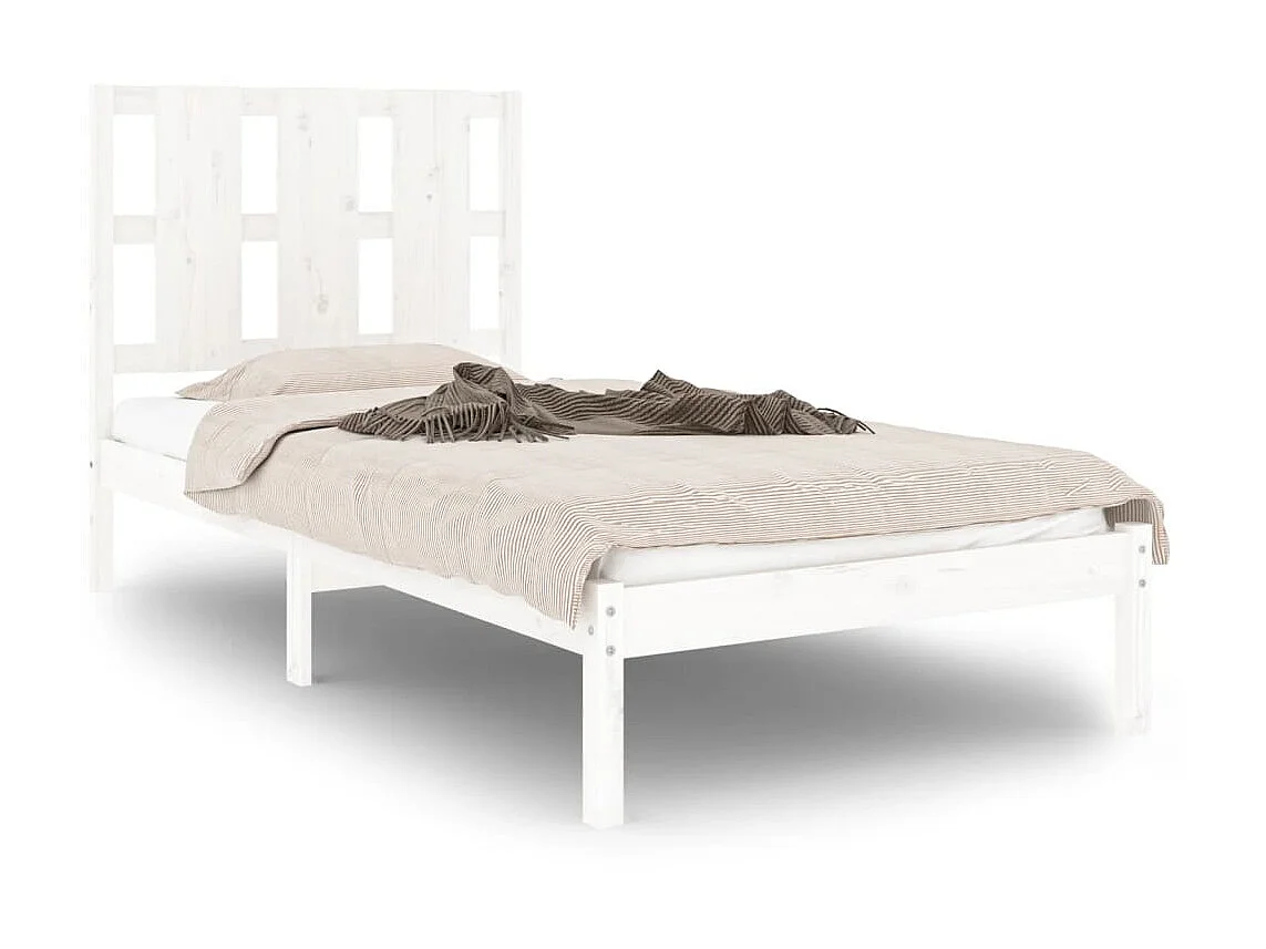 Cama 75x190 cm madera maciza individual blanco ES17593