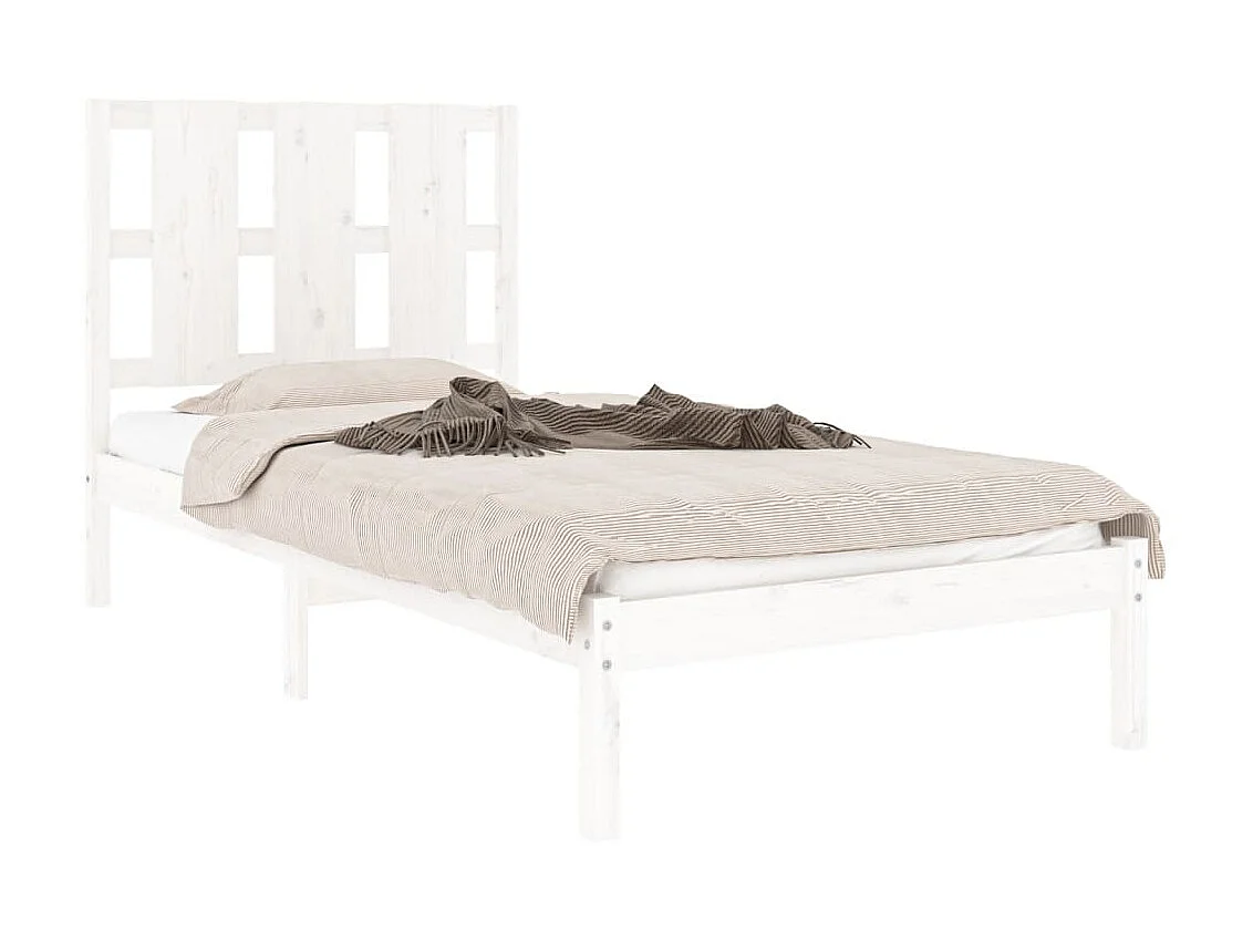Cama 75x190 cm madera maciza individual blanco ES17593