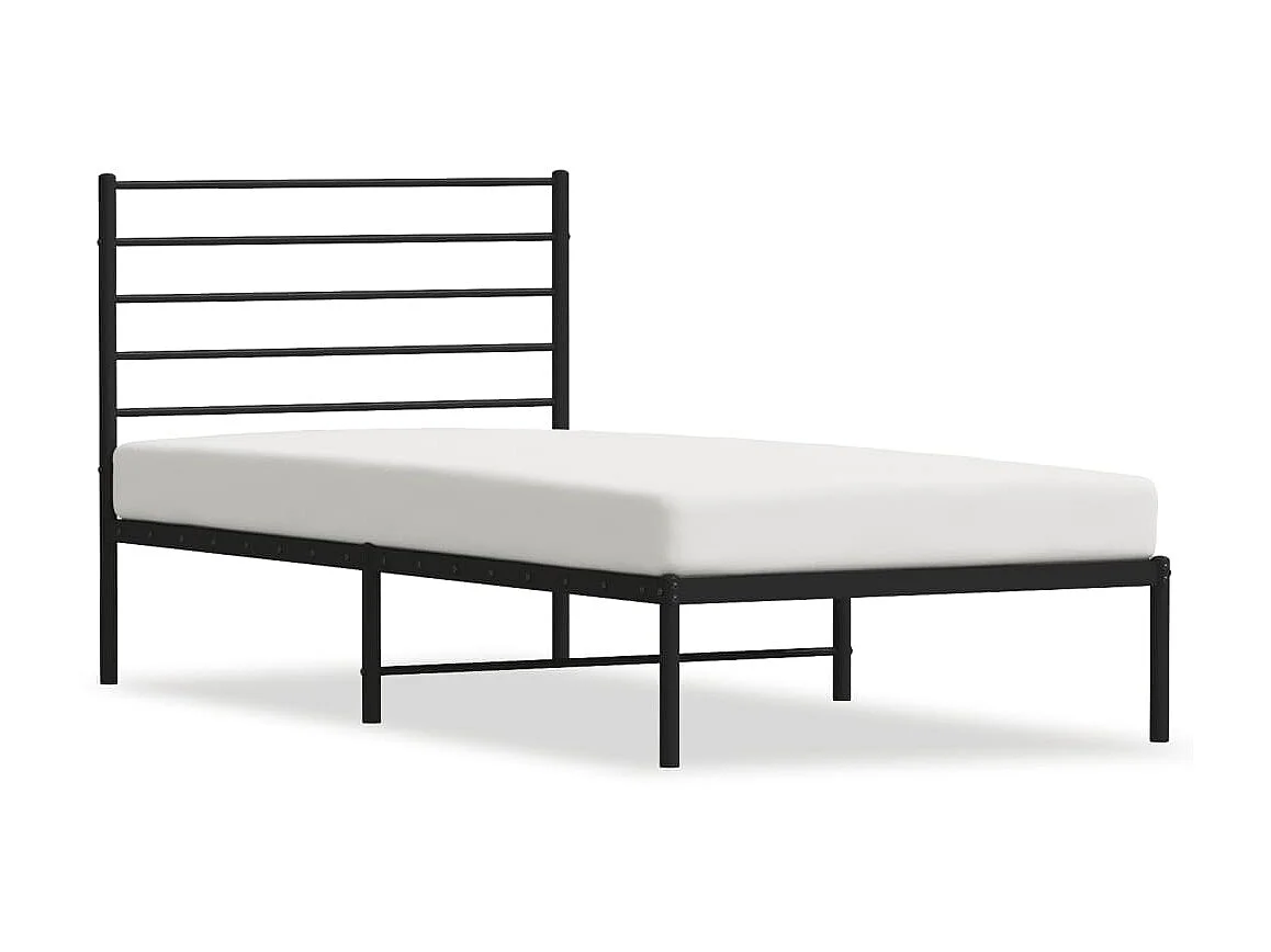 Lit-100x190 cm métal avec tête de lit noir EGGB95377