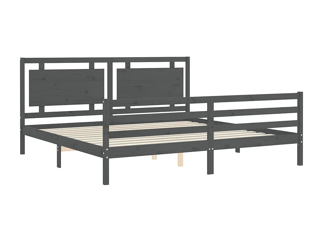 Cama com cabeceira 200x200 cm madeira maciça cinza PT385153