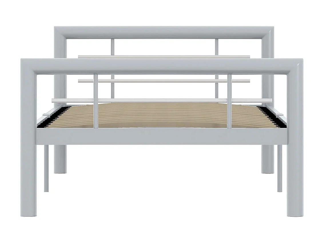 Lit-90x200 cm Gris et blanc Métal EGGB57693