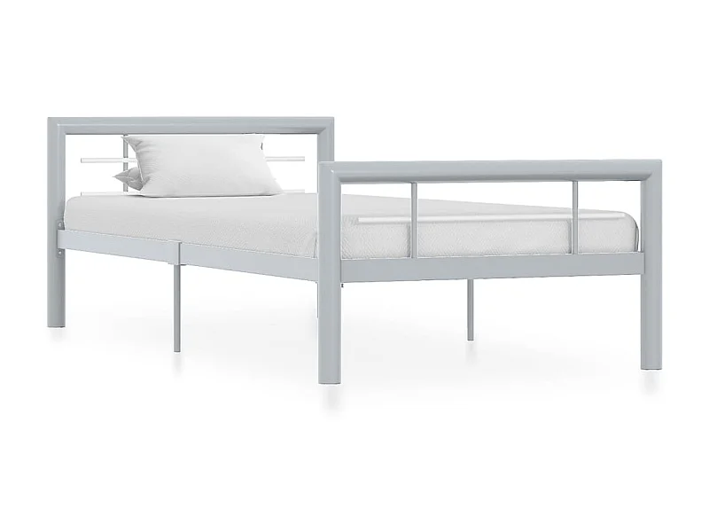 Cama 90x200 cm metal cinzento e branco PT888538