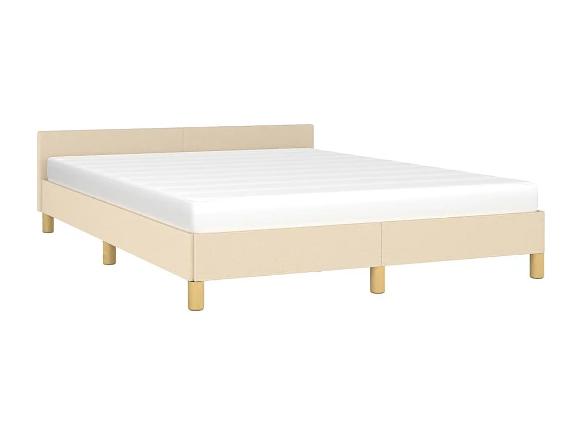 Cama c/ cabeceira tecido cor creme 140x190 cm PT708765