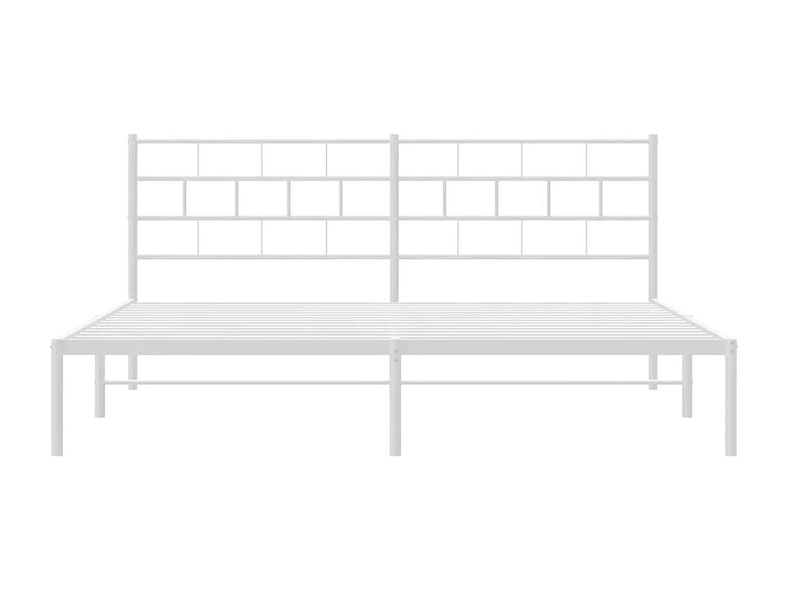 Lit-193x203 cm métal avec tête de lit blanc EGGB76641