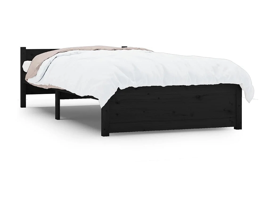 Lit-90x200 cm Noir Bois massif EGGB53801